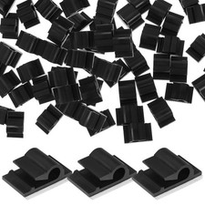 50pcs Home Cable Holders Desk Wire Clips Organizers Managements (Black) picture