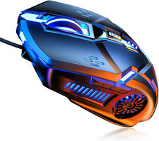 Silent Click Wired Gaming Mouse 6 Button 3200 DPI RGB PC Laptop Mac Black picture
