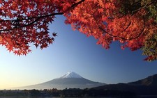 Landscape mount fuji japan fall leaves mountains volcano Custom Gaming Mat Desk picture