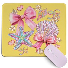 Cz tulip Lemon Yellow Seashell Mouse Pad,Colorful Summer Ocean Desk Mat,Pink ... picture
