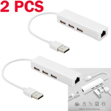 2PCS USB to LAN Network Ethernet RJ45 with 3 Port USB 2.0 HUB Adapter Cable picture