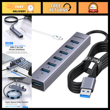 8-Port USB Hub with Long Cable, 7 USB 3.0 Splitter, Aluminum Design, Fast Data T picture