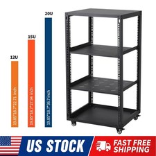 12/15/20U Heavy-Duty Open Frame Network Rack Server Rack with Casters for IT/AV picture