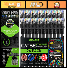 24-Pack Cat5e Ethernet Patch Cable 1ft - Snagless RJ45 LAN Network Cord, Black picture