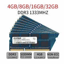 Elpida 32GB 16GB 8GB 4GB PC3-10600S DDR3 1333MHz 204Pin SODIMM Laptop RAM LOT AB picture