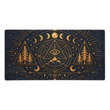 Esoteric Moon Phases Celestial Eye Gaming Mouse Pad Desk Mat Mystic Gold picture