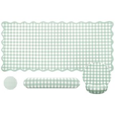 Green Gingham Desk Mat Set with Wrist Rest Ergonomic Scalloped Edge Pad picture