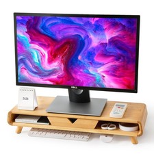 Homerays Bamboo Monitor Stand Riser, No Assembly Required Exquisite Monitor Stan picture