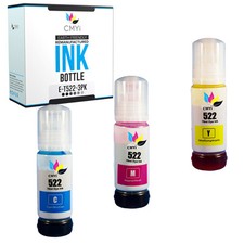 3PK Color Ink Bottles for Epson T522 522 Cyan Magenta Yellow Fits EcoTank ET4800 picture