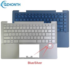 New Palmrest Backlit US Keyboard For HP Pavilion X360 14-EK 2-in-1 Silver/Blue picture