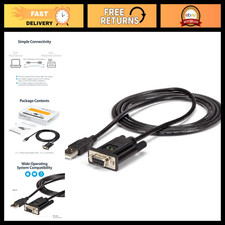 6ft USB to Serial RS232 Adapter Cable, Null Modem, TAA Compliant, PC Connection picture