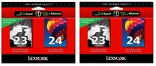 4 NEW Genuine Factory Sealed Lexmark 23 Black 24 Color Inkjet Cartridges picture