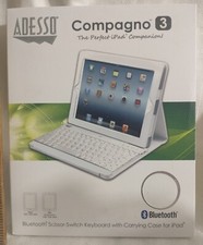 Adesso Compagno 3 Bluetooth Scissor-Switch Keyboard w/Carrying Case for iPad NIB picture