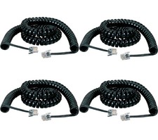 4-Pack Phone Handset Cable 12 ft Modular Coiled RG-22 Black Box EJ300-0012 LOT picture