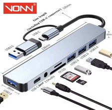 8-in-1 USB-C Hub with SD/TF Card Reader, USB 3.0/2.0, Docking Station A picture