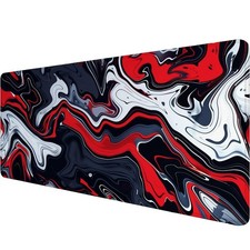 Red Marble Fluid Gaming Mouse Pad Desk Pad Abstract Black White Mousepad XL picture