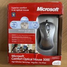 Microsoft Comfort Optical Mouse 3000 Wired Mouse Silver 1043 NEW (Box Damage) picture
