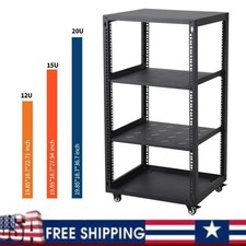 12/15/20U Open Frame Network Rack Server Rack with Casters Heavy-Duty for IT/AV picture