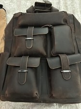Polare Cowhide Leather Multiple Laptop Backpack Day pack Travel Dark Brown  picture