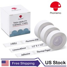 3 Rolls White Square Sticker Thermal Paper 14 x 60 mm Label for Phomemo D30 picture