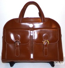 MCKLEIN DAVIS Leather Wheeled Ladies' Brown Briefcase Holds 15