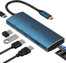 7-in-1 USB C Hub with 4K HDMI, 3 USB 3.0 Ports, SD Reader, 100W PD - Deep Blue picture