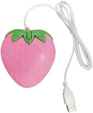 Strawberry USB Corded Mouse Small Optical PC Computer Game Mouse for Girls, rosy picture