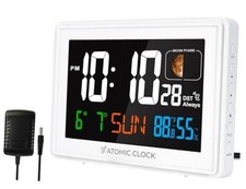 Digital Atomic Alarm Clocks for Bedrooms Battery Backup White picture
