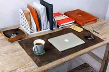 Genuine Leather Desk Mat Large Desk Pad  Non Slip Leather Tab Office Laptop Desk picture
