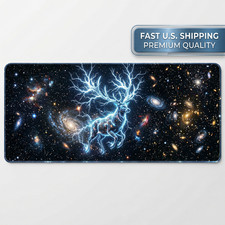 Cosmic Lightning Stag Gaming Mouse Pad XXL Extended Desk Mat 36x18 Space Fantasy picture