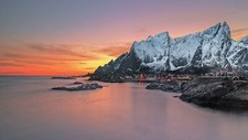 Landscape nature mountains sea water horizon village Custom Gaming Mat Desk picture