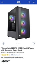 Thermaltake S200TG ARGB Plus Mid-TowerATX Computer Case - Black picture
