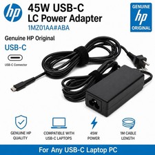 NEW GENUINE HP 45W USB-C LC Power Adapter 1MZ01AA#ABA for Any USB-C Laptop PC picture