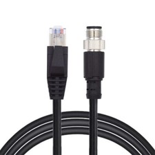 M12 4 Pin D Coded Male to RJ45 Male Cat5e Ethernet Cable 1M IP67 LAN Patch picture