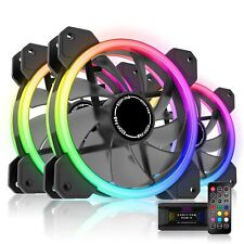 RGB Dual Ring 120mm Case Fans,5V Motherboard Sync,Speed Adjustable,RGB Sync F... picture