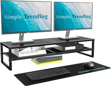 2 Tier Metal Dual Monitor Stand Riser Computer Office Desktop Organizer for picture