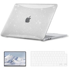 EooCoo Case Compatible with 2022 MacBook Air M2 inch Case, Glitter Clear picture
