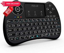 (Backlit Version)REIIE H9+ Mini Keyboard,2.4GHz Wireless Handheld Black picture