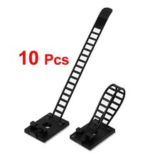 10pcs Self-Adhesive Backed Black Wire Clips Cable Clamp Adjustable Tie Mount picture