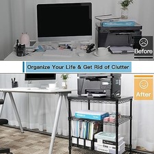 HUANUO PRINTER STAND, 3 TIER PRINTER CART FOR STORAGE, PRINTER TABLE -  BLACK picture
