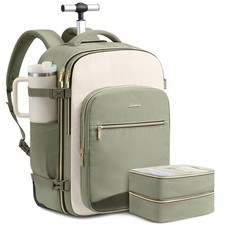 LOVEVOOK Rolling Backpack 56L-3Pcs-Luggage, Light Green-beige-olive Green picture