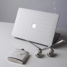 Wide White Woven Braided PU Leather Shell Case Cover For Apple MacBook Air Pro picture