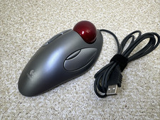 Logitech T-BC21 Red Marble Ergonomic Ball Wired Mouse USB 810-000767 Tested/Work picture