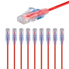 10x 25FT CAT6A RJ45 Ethernet LAN Network Patch Cable Copper 10G Slim 30AWG Red picture