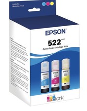 3 Pack EPSON 522 EcoTank Ink Ultra-high Capacity Bottle Color Combo Exp:12/27 picture