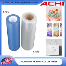 ACHI 30cm*100m AB Film Transfer Sticker For A3 UV DTF Printer 2 Rolls US Stock picture