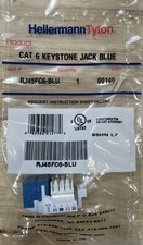 HellermannTyton RJ45FC6-BLU Cat. 6 Modular Keystone Jack Plenum Rated, Blue PK/5 picture
