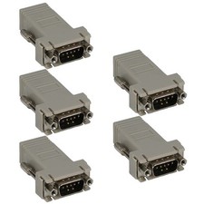 5 Pcs DB9 9-Pin RS232 Serial Male to RJ45 Network Adapter Modular Preassembled picture