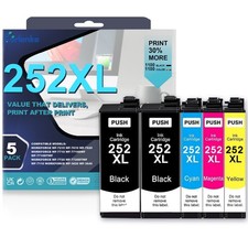 5 Pack 252XL Ink Cartridge for Epson 252 Ink work with WF-3620 WF-3640 WF-7110 picture