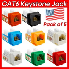 5x Cat6 Keystone Jack 8P8C RJ45 Connector Ethernet 110 Punchdown for Patch Panel picture